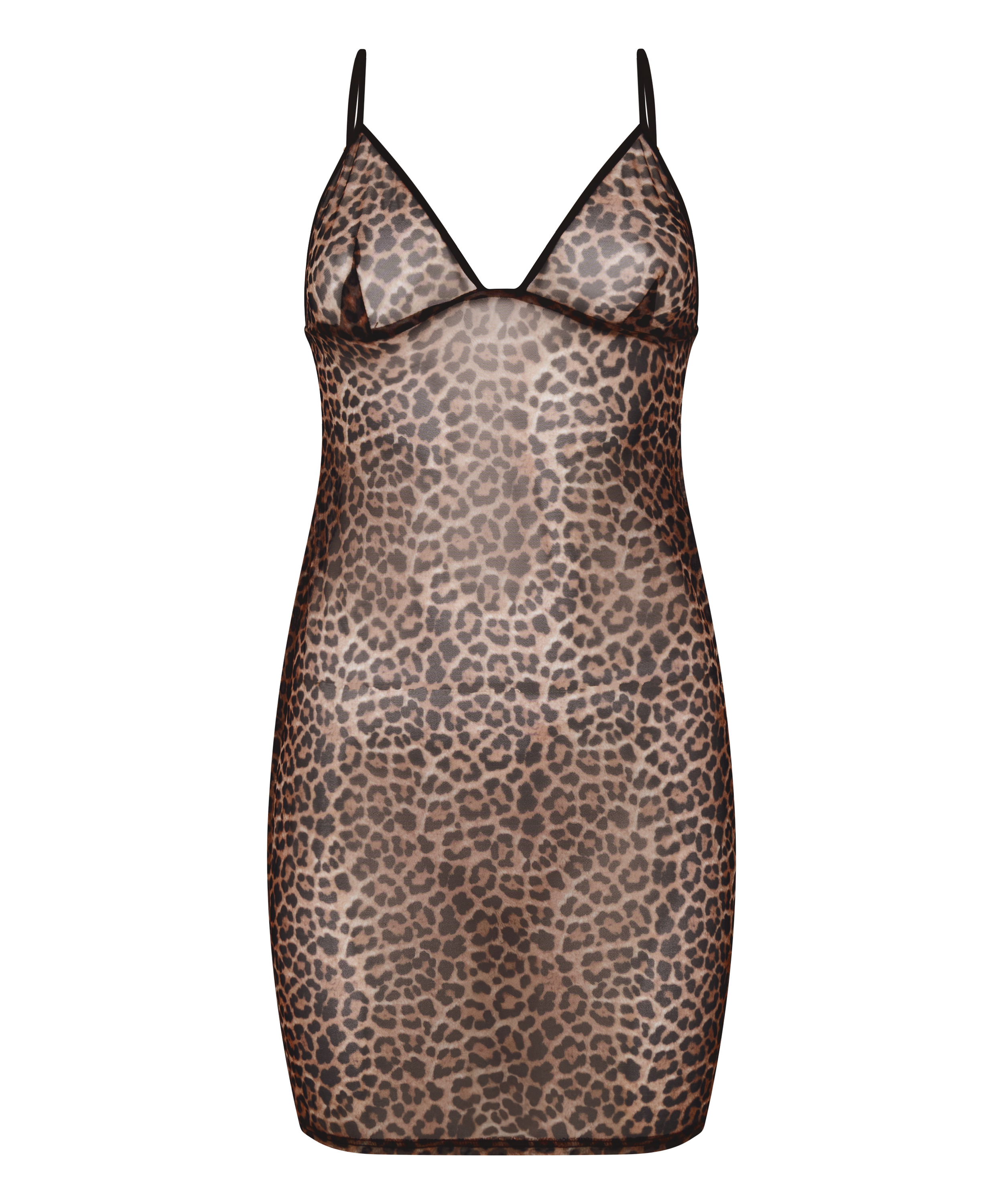 Leopard Mesh Slip Dress, Black, main