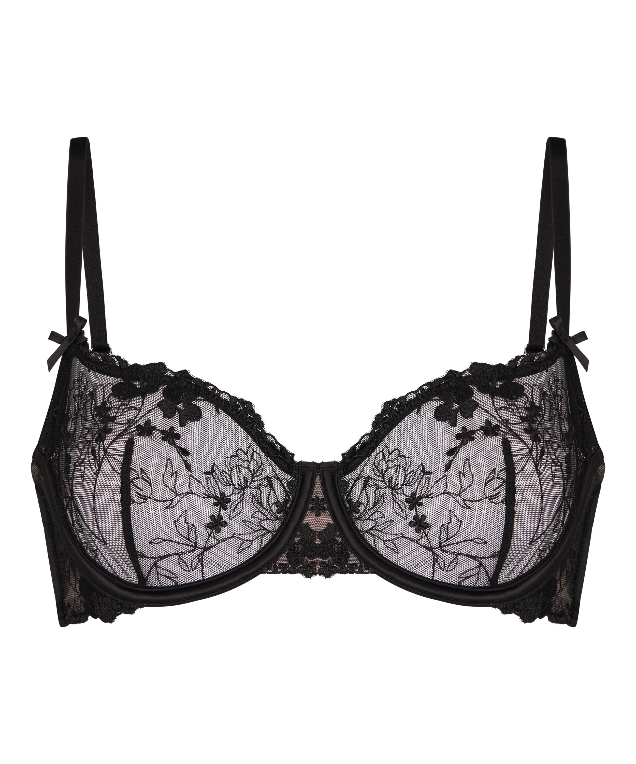 Peonie Non-Padded Underwired Bra, Black