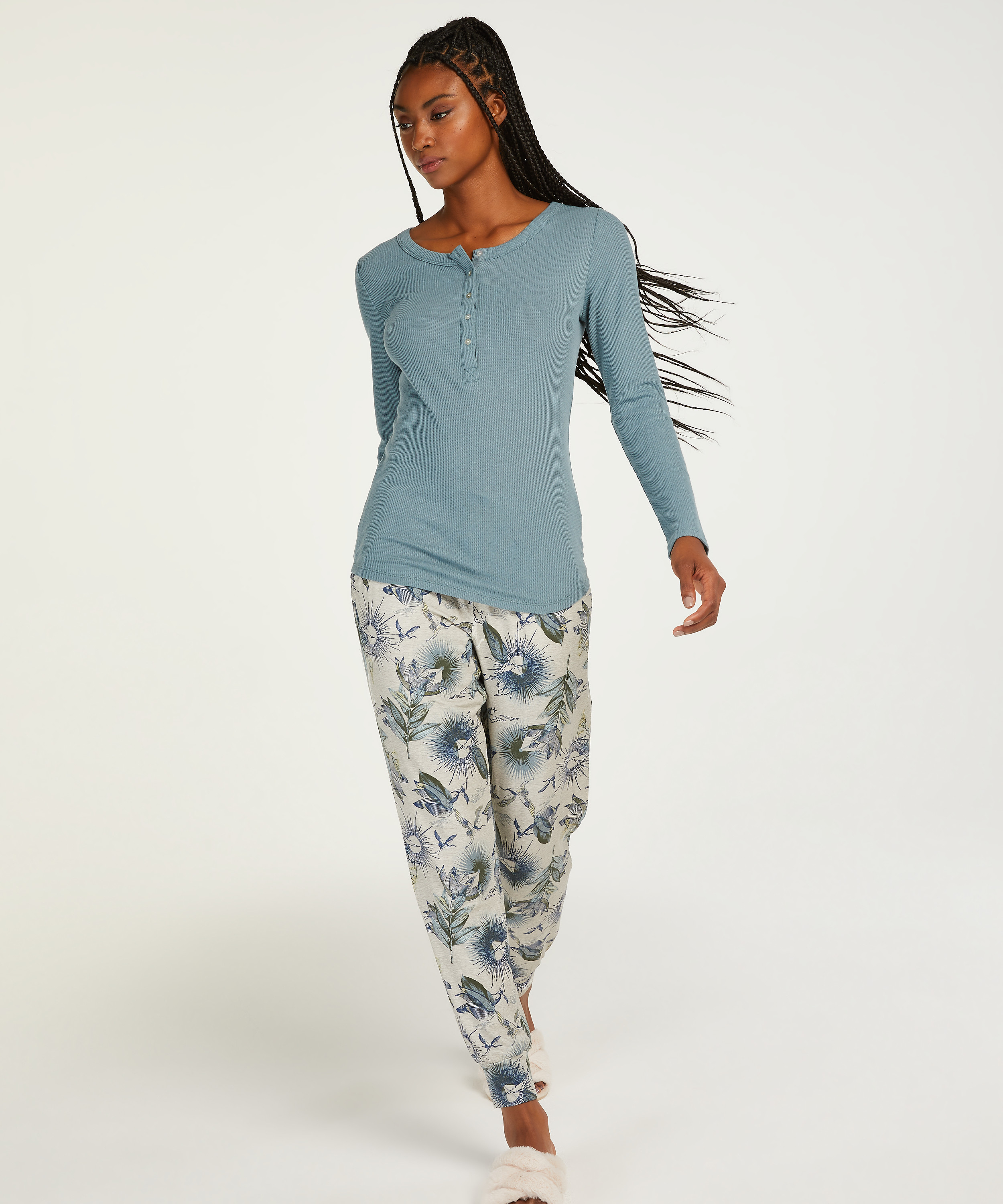 Long-Sleeved Pyjama Top, Blue, main