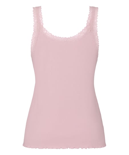 Singlet Rib Jersey Lace, Pink