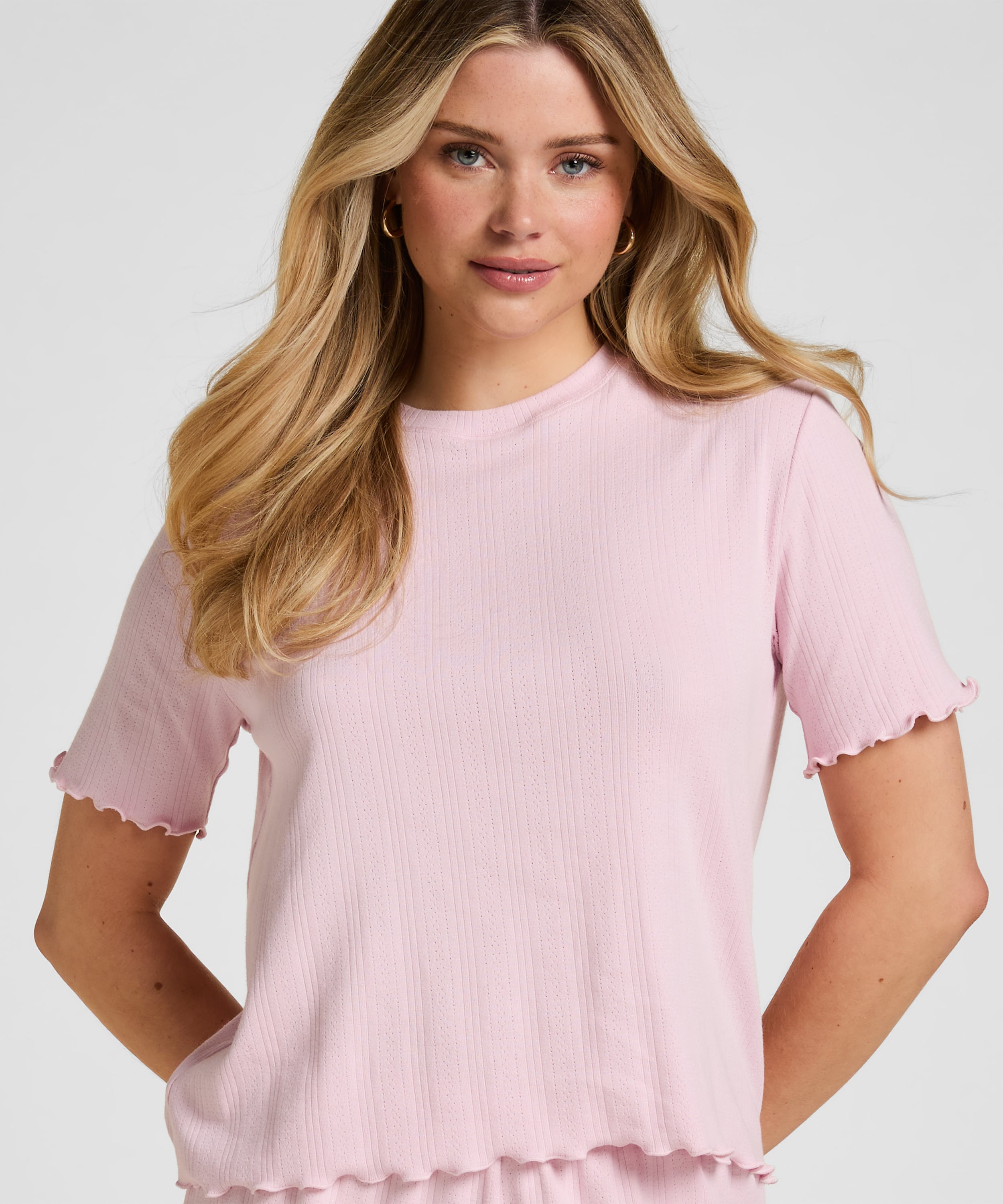 Pyjama Top Pointelle, Pink, main