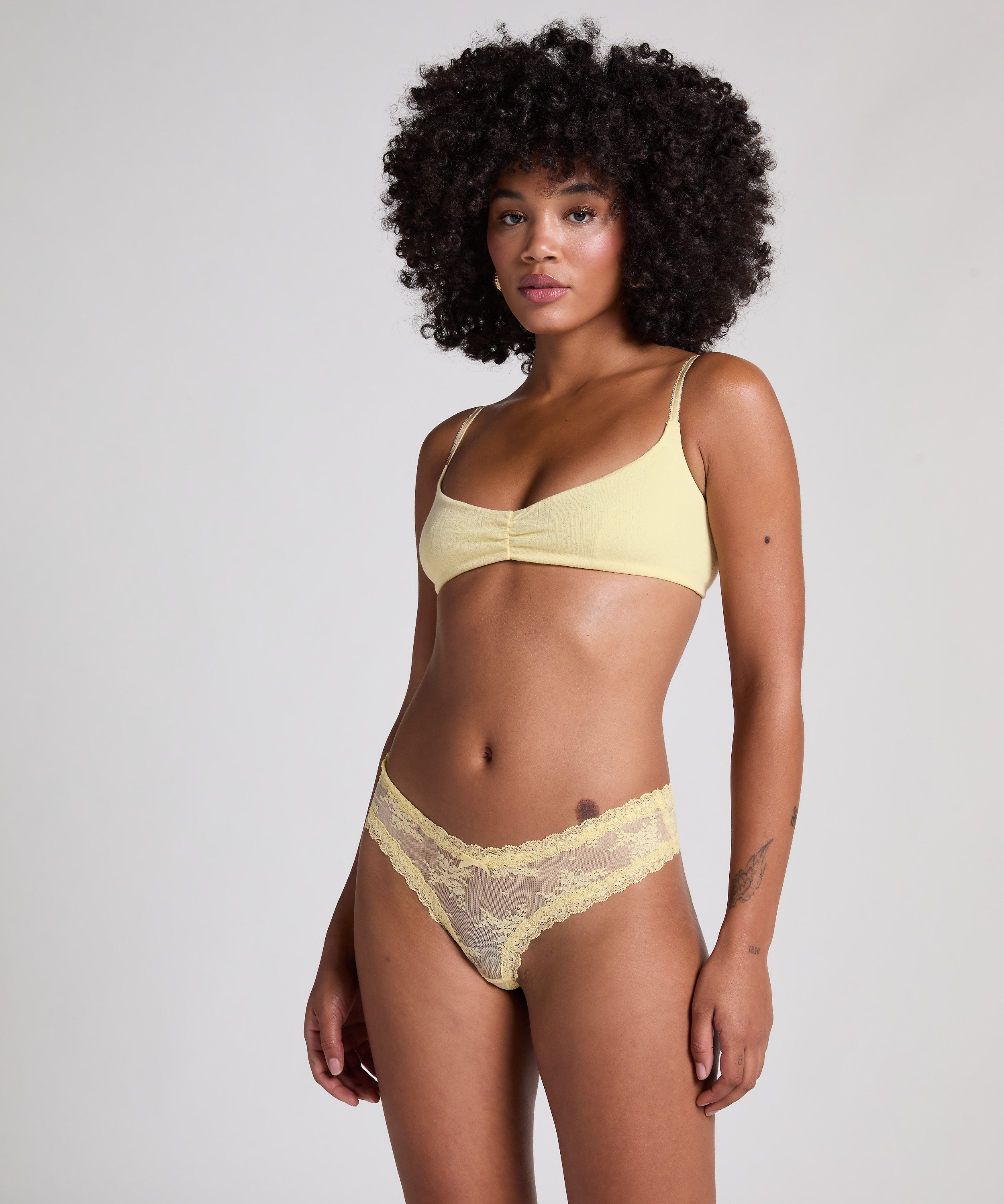 V-shaped Brazilian knickers mesh, Yellow, main