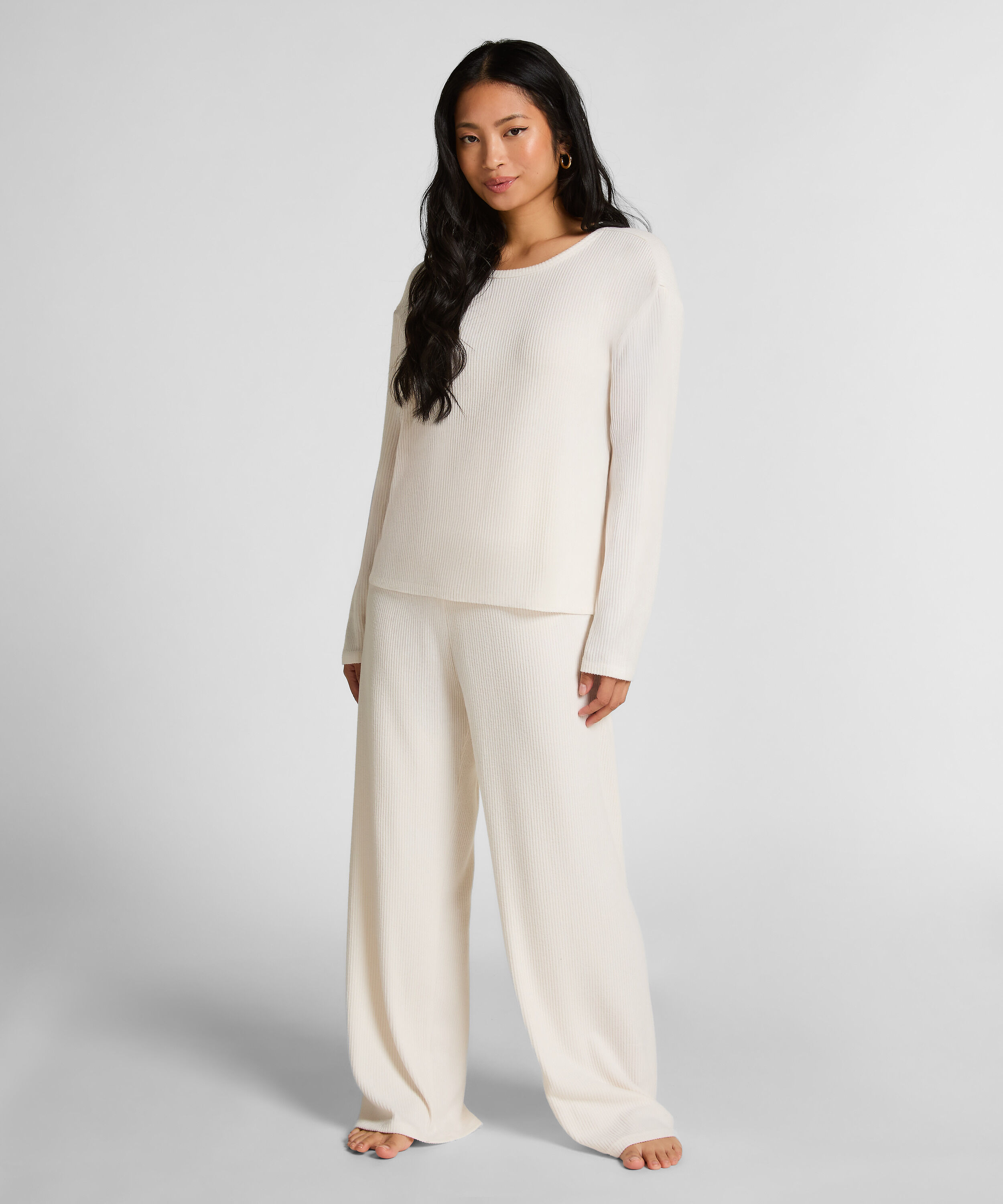 Jersey Long-Sleeved Pyjama Top, White