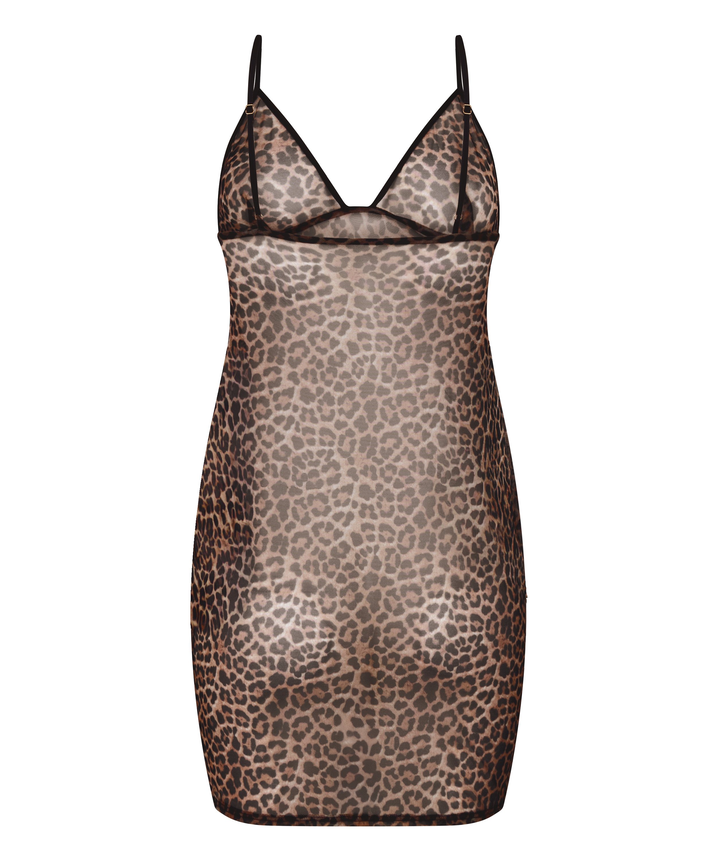 Leopard Mesh Slip Dress, Black, main