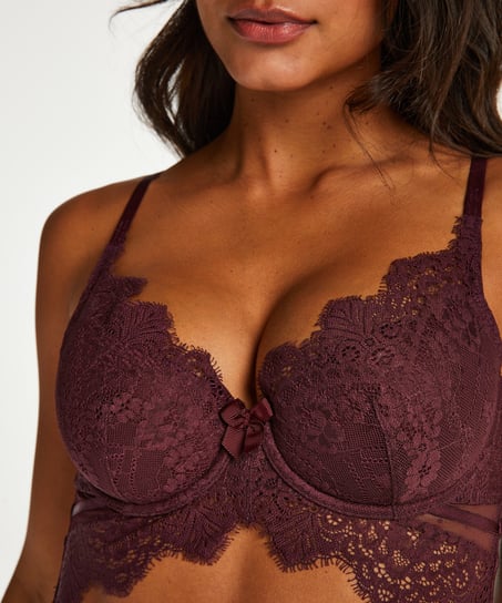 Marilee Padded Underwired Longline Bra, Purple