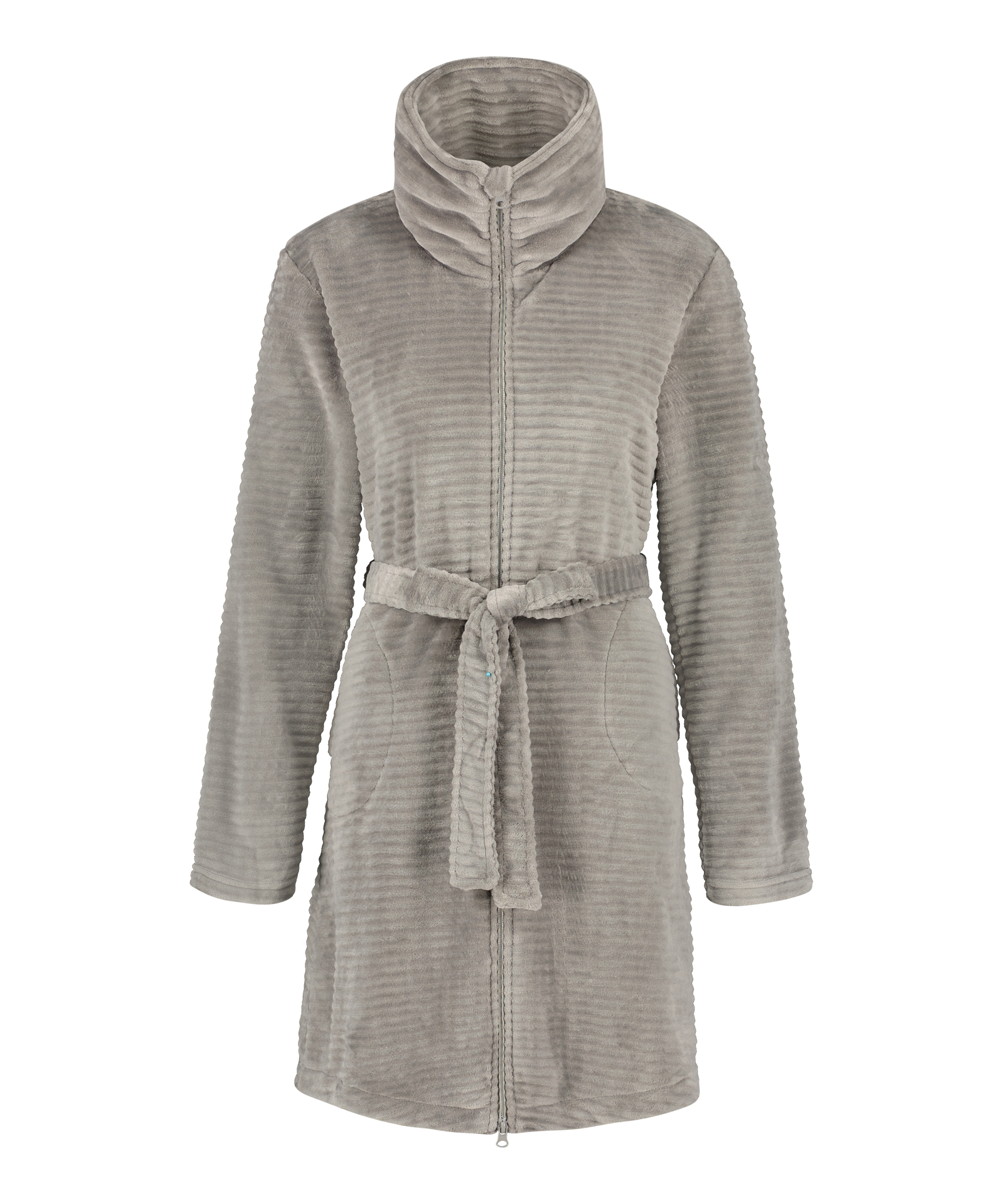 Fleece Zip Bathrobe, Gray, main