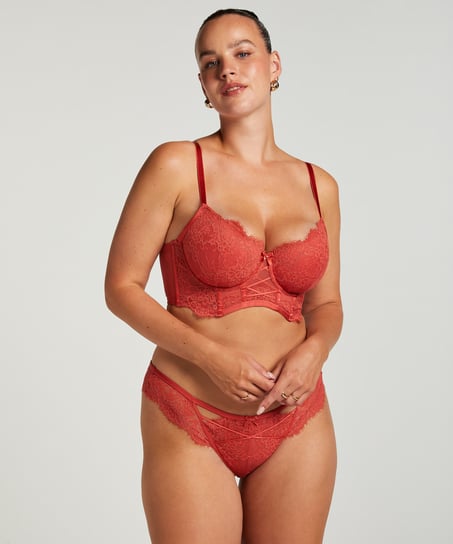 Arabella padded longline underwired bra, Red