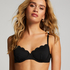 Scallop non-padded underwire bikini top, Black
