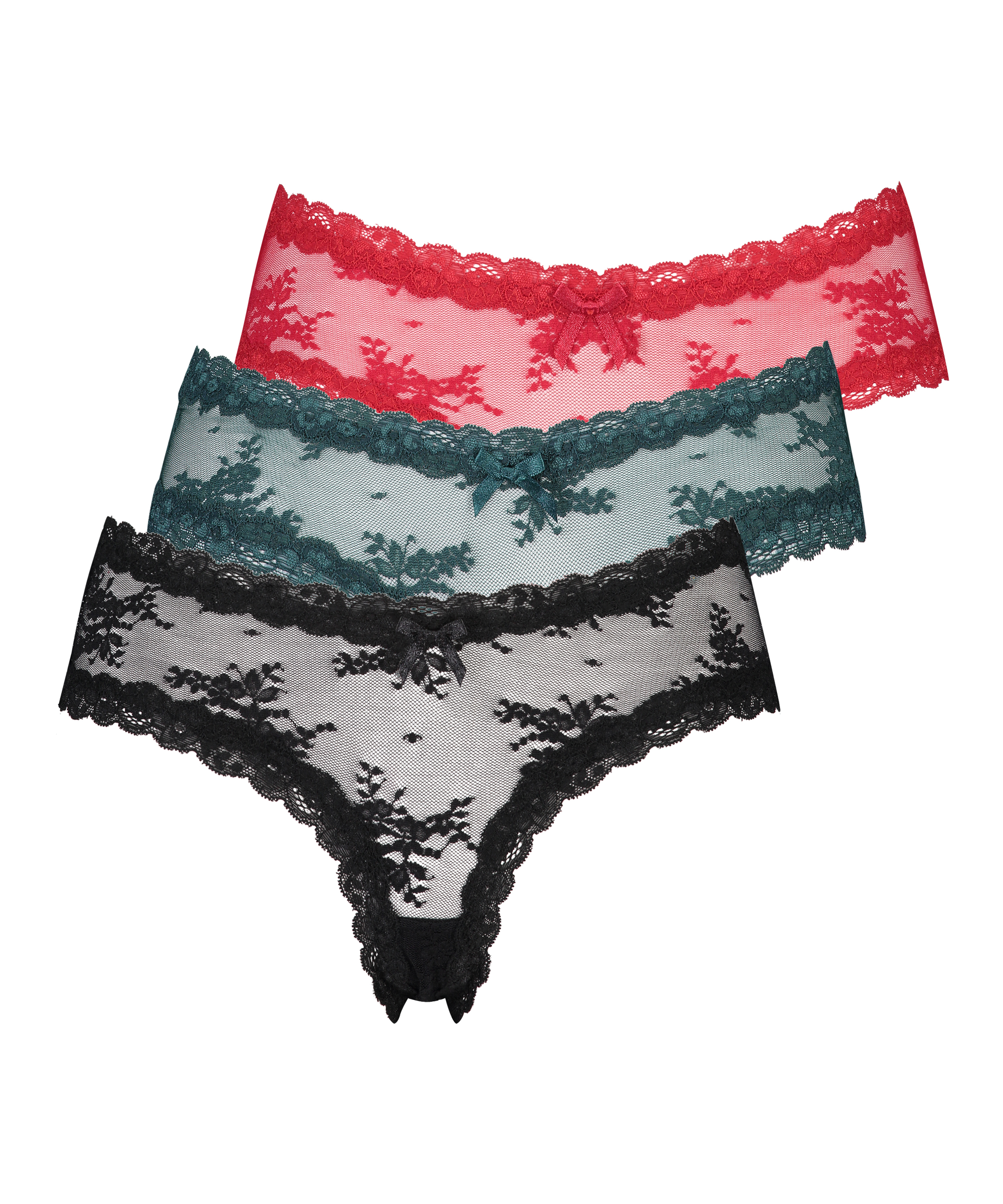 3 pairs Brazilian V-shape Mesh, Black, main