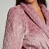 Short Fleece Ribbed Bathrobe, Purple