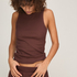 Singlet tanktop cotton rib, Brown