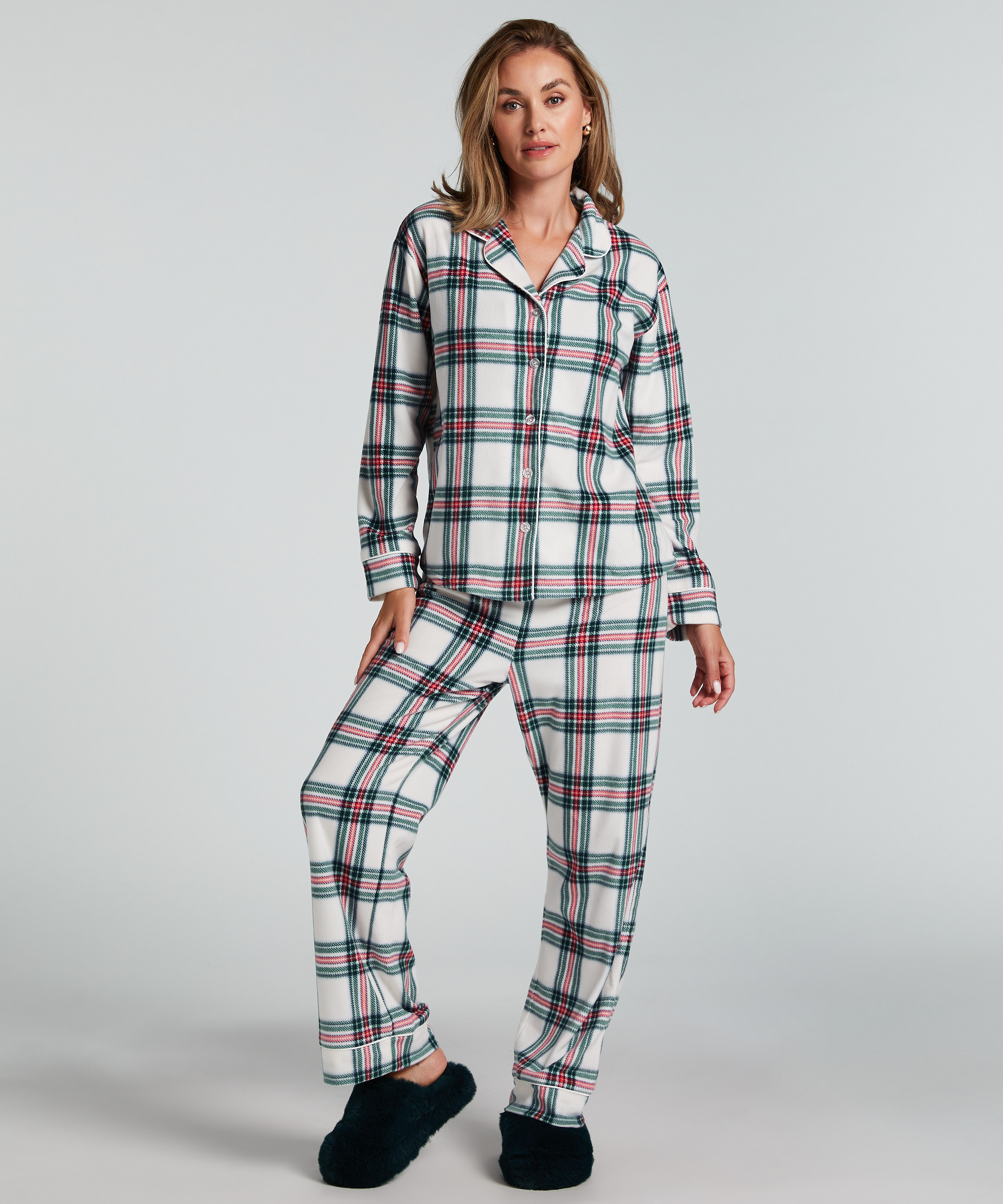 Fleece Pyjama Set, White, main