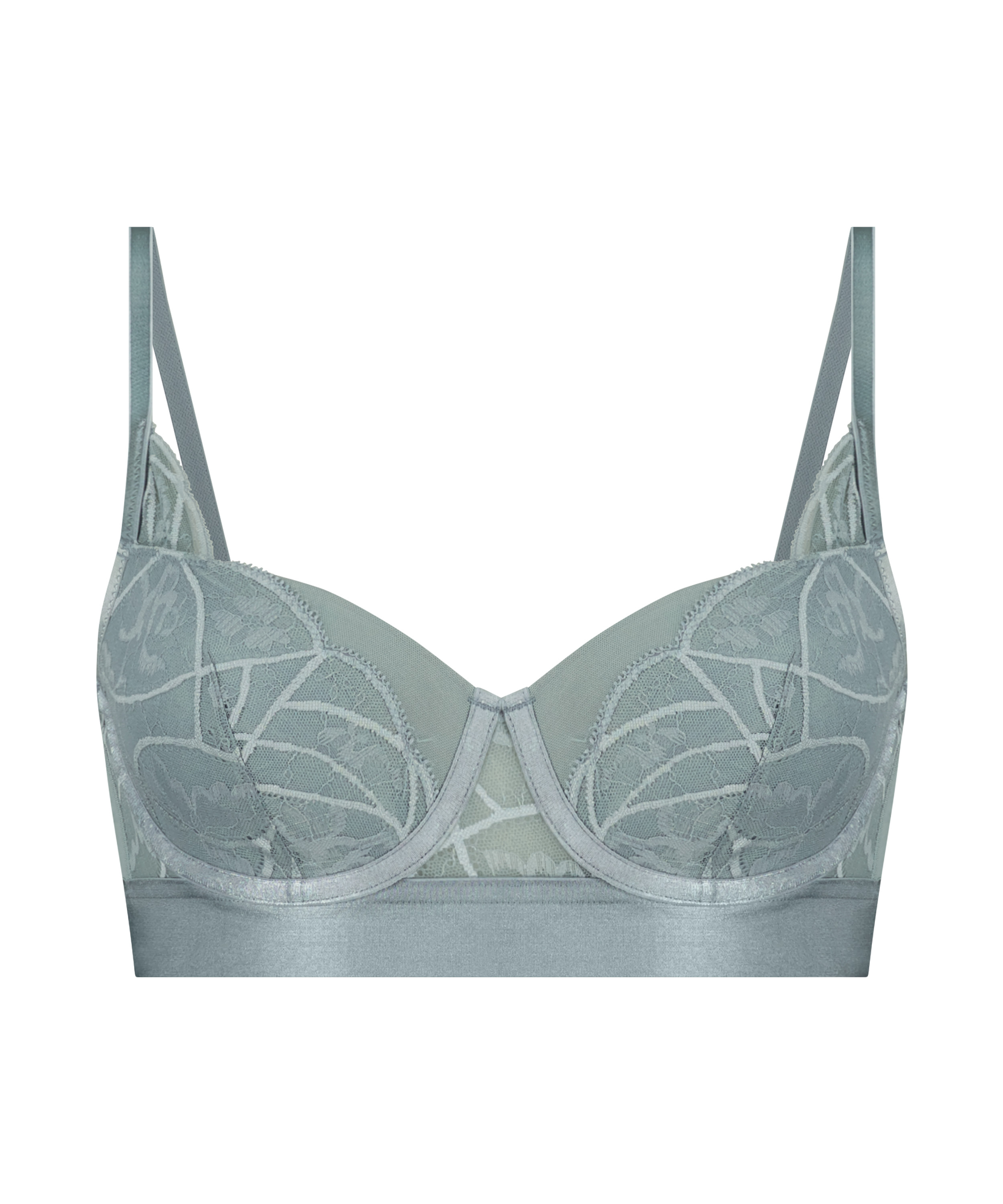 Luna Padded Underwired Longline Bra, Blue, main
