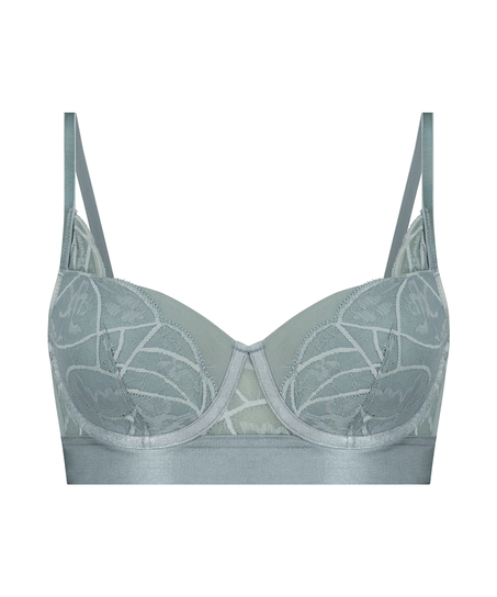 Luna Padded Underwired Longline Bra, Blue