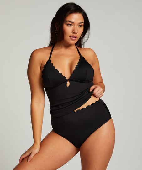 Scallop Rio Bikini Bottoms, Black