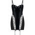Mesh lace-up slip dress, Black