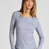Longsleeved Pyjama Top Henley, Purple