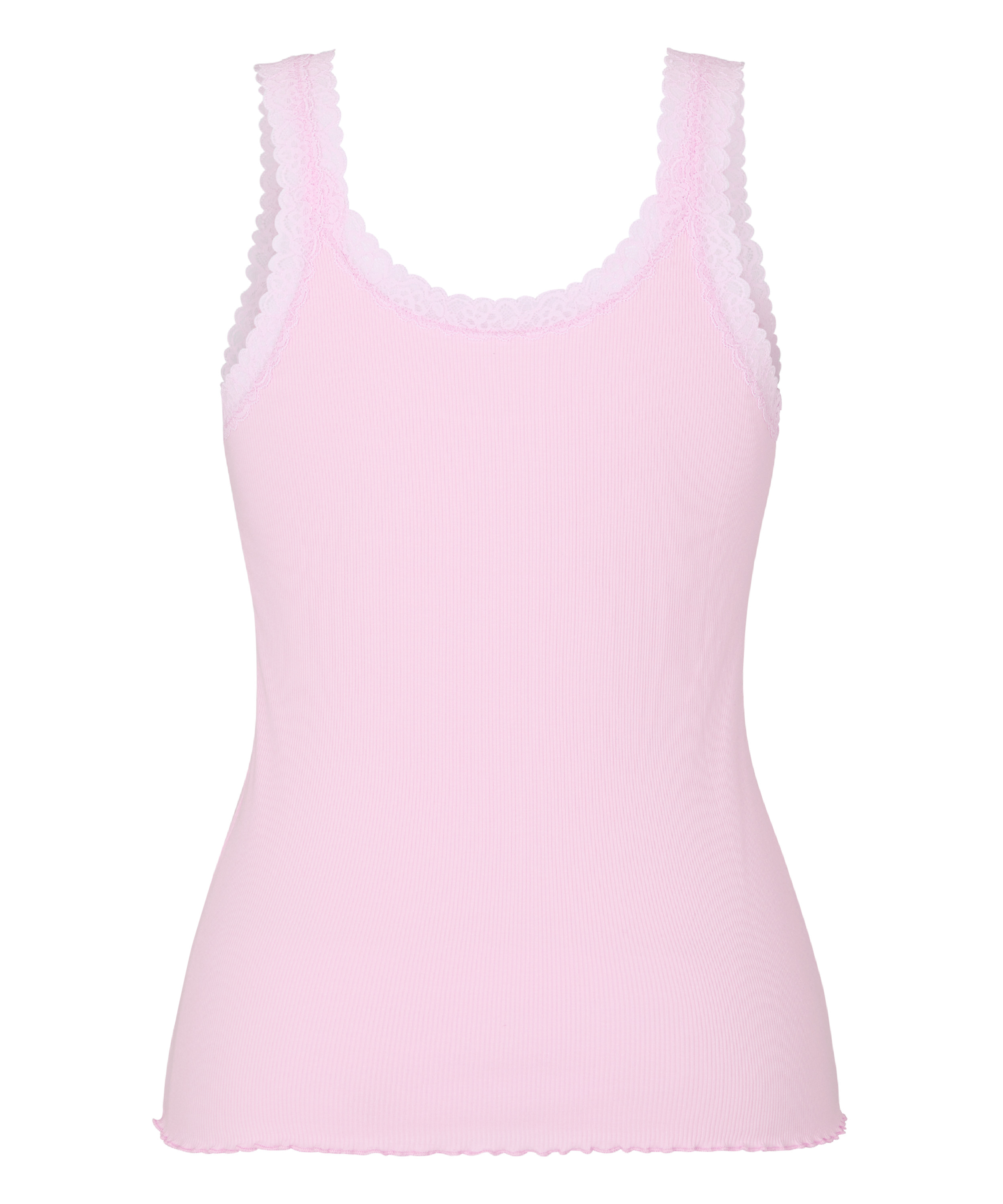 Singlet Rib Jersey Lace, Pink, main