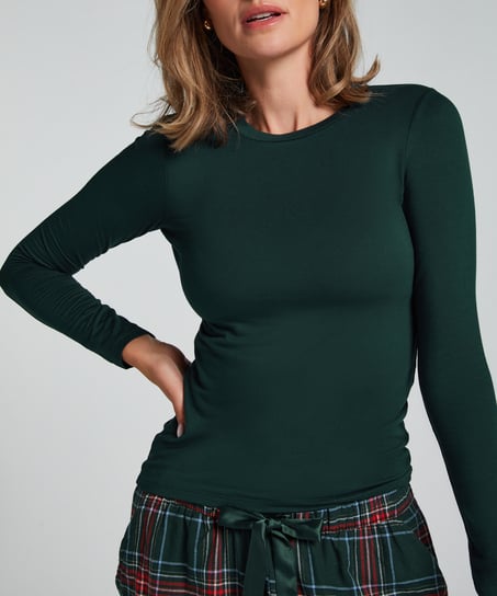 Long-Sleeved Pyjama Top, Green