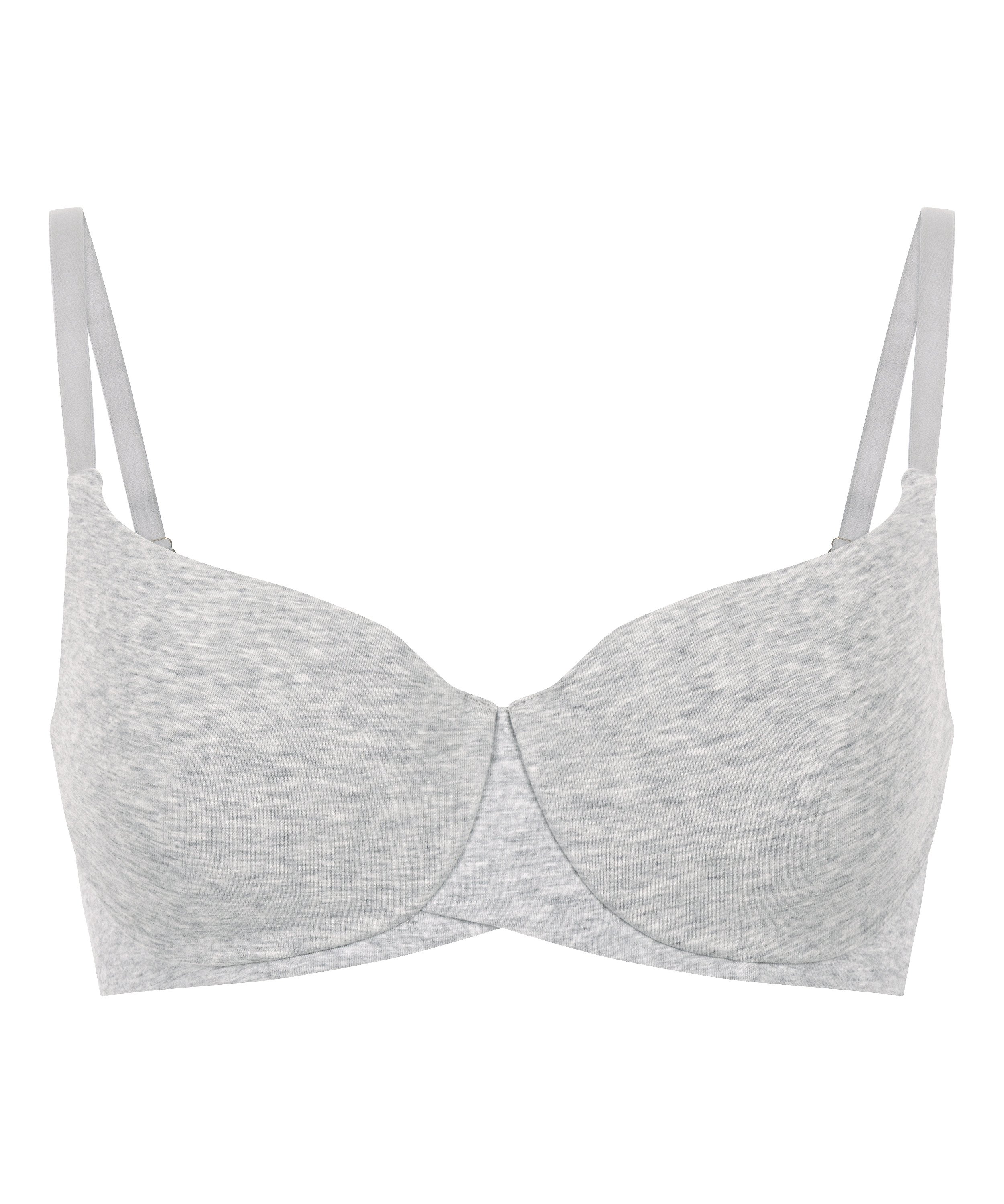 Cotton Padded Underwired Bra, Gray, main