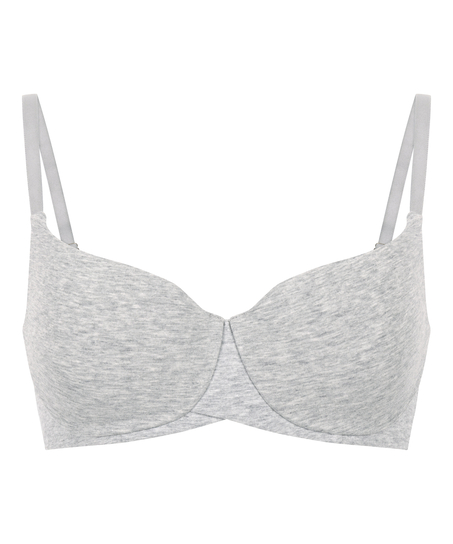 Cotton Padded Underwired Bra, Gray
