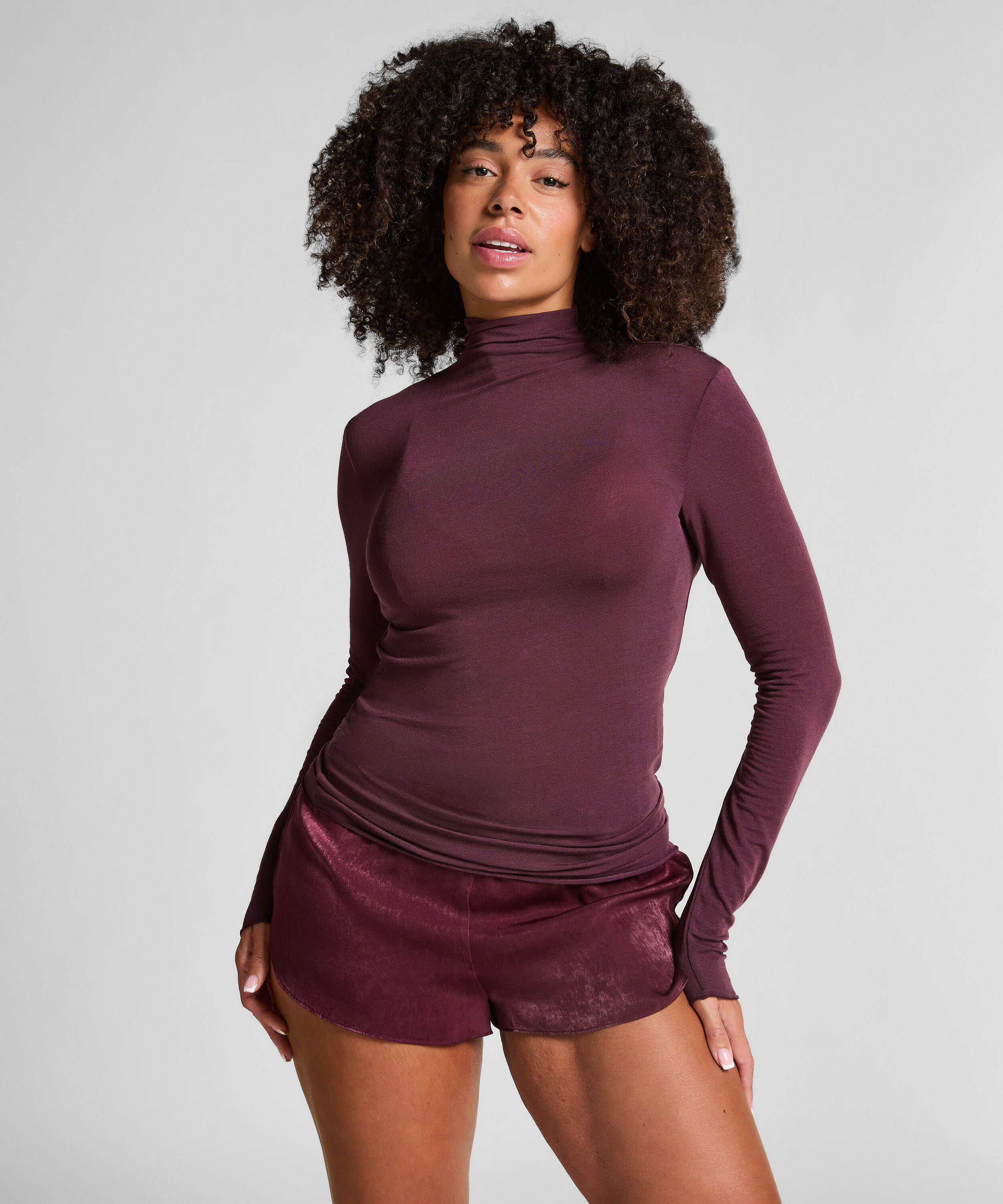 super soft Turtleneck Shirt with Cashmere, Purple