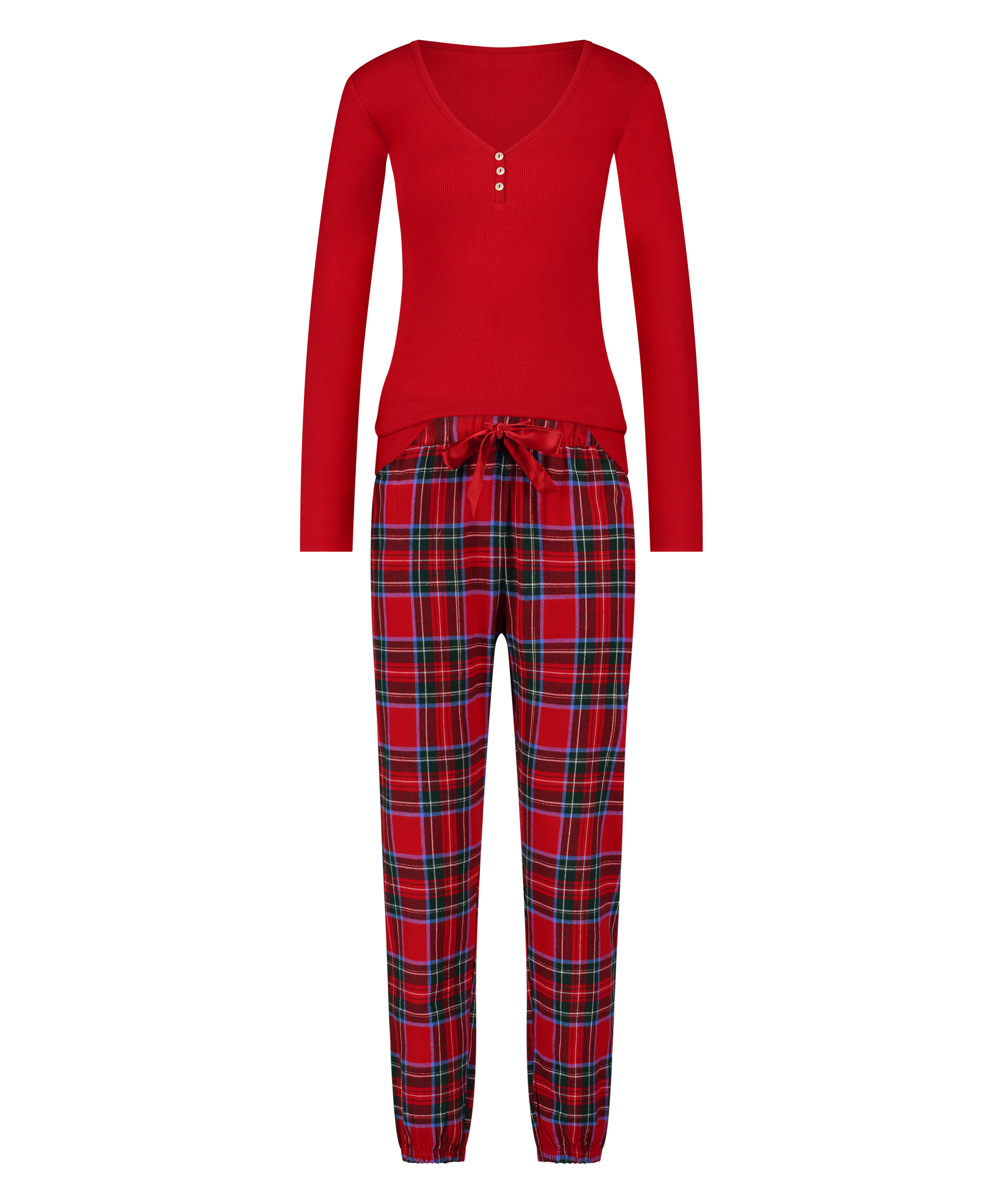 Flannel Pyjama Set, Red, main