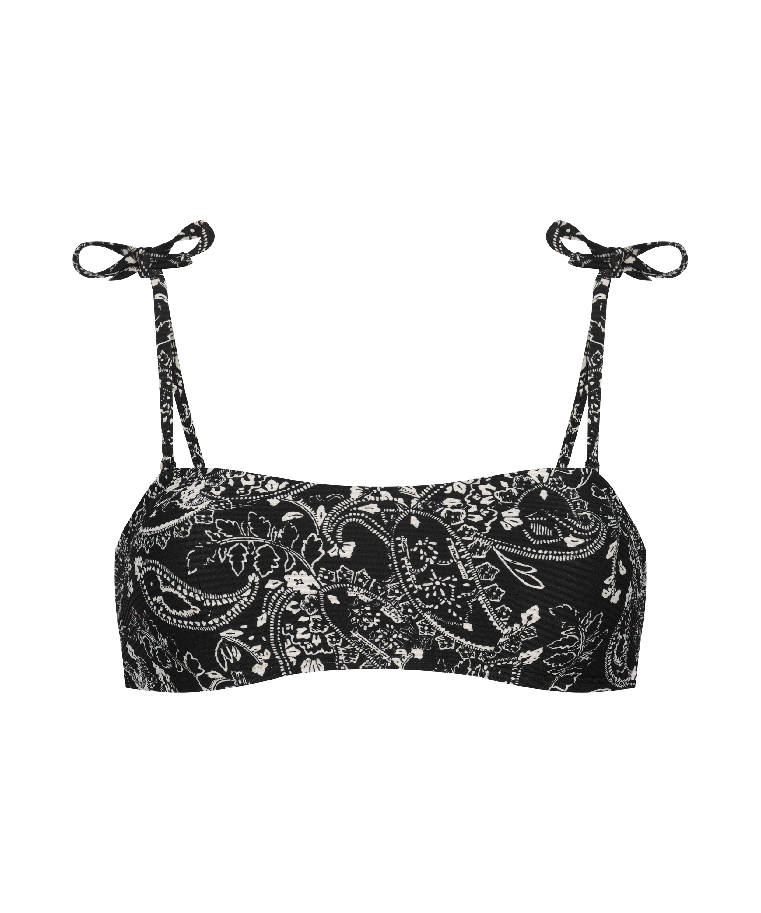Paisley bikini crop top, Black, main