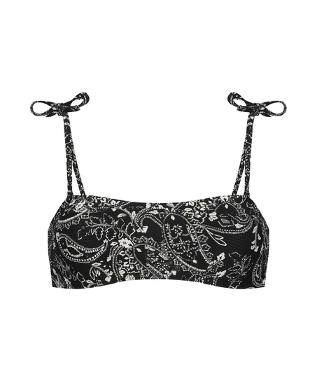 Paisley bikini crop top, Black