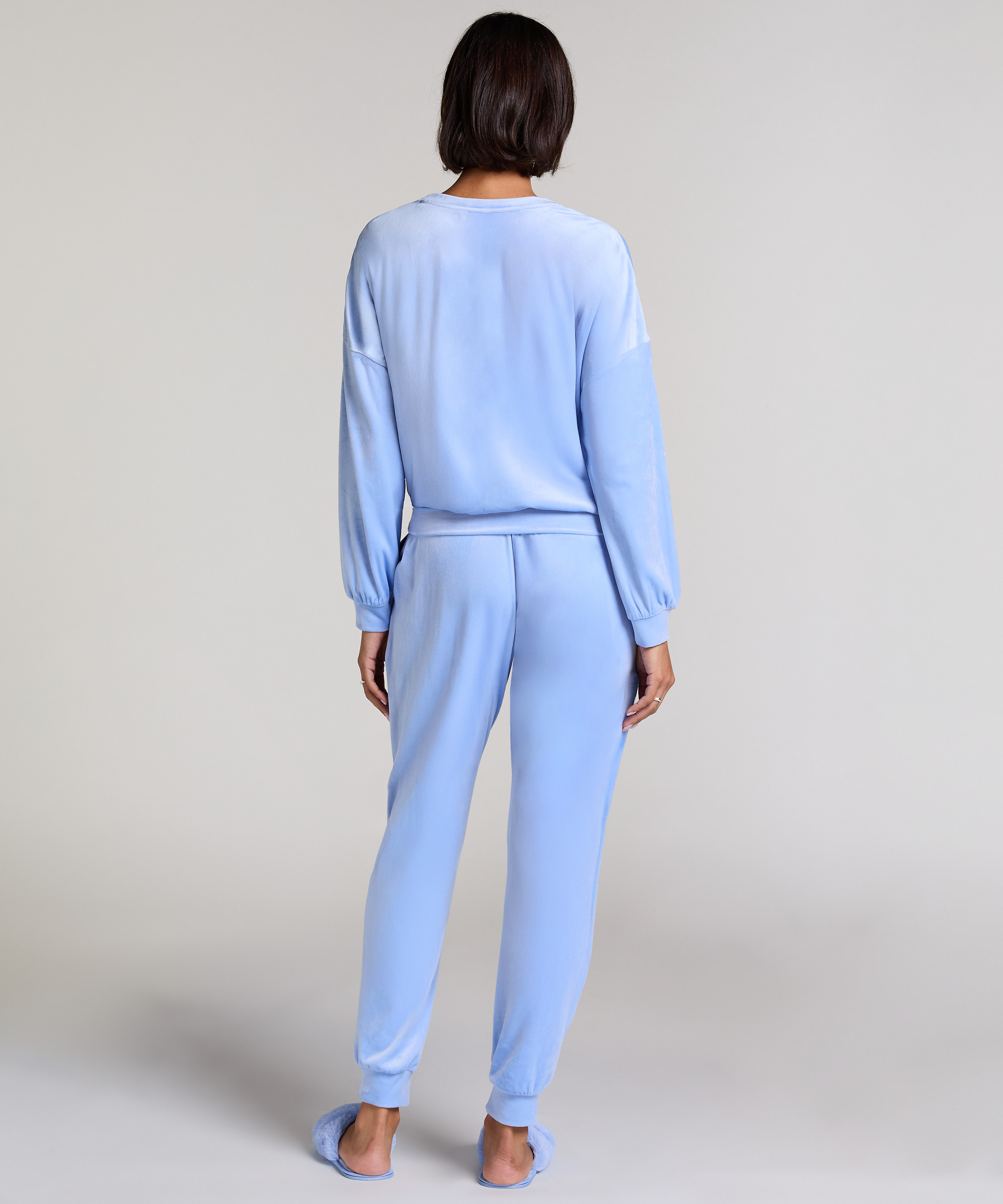 Velours Jogging Pants, Blue, main