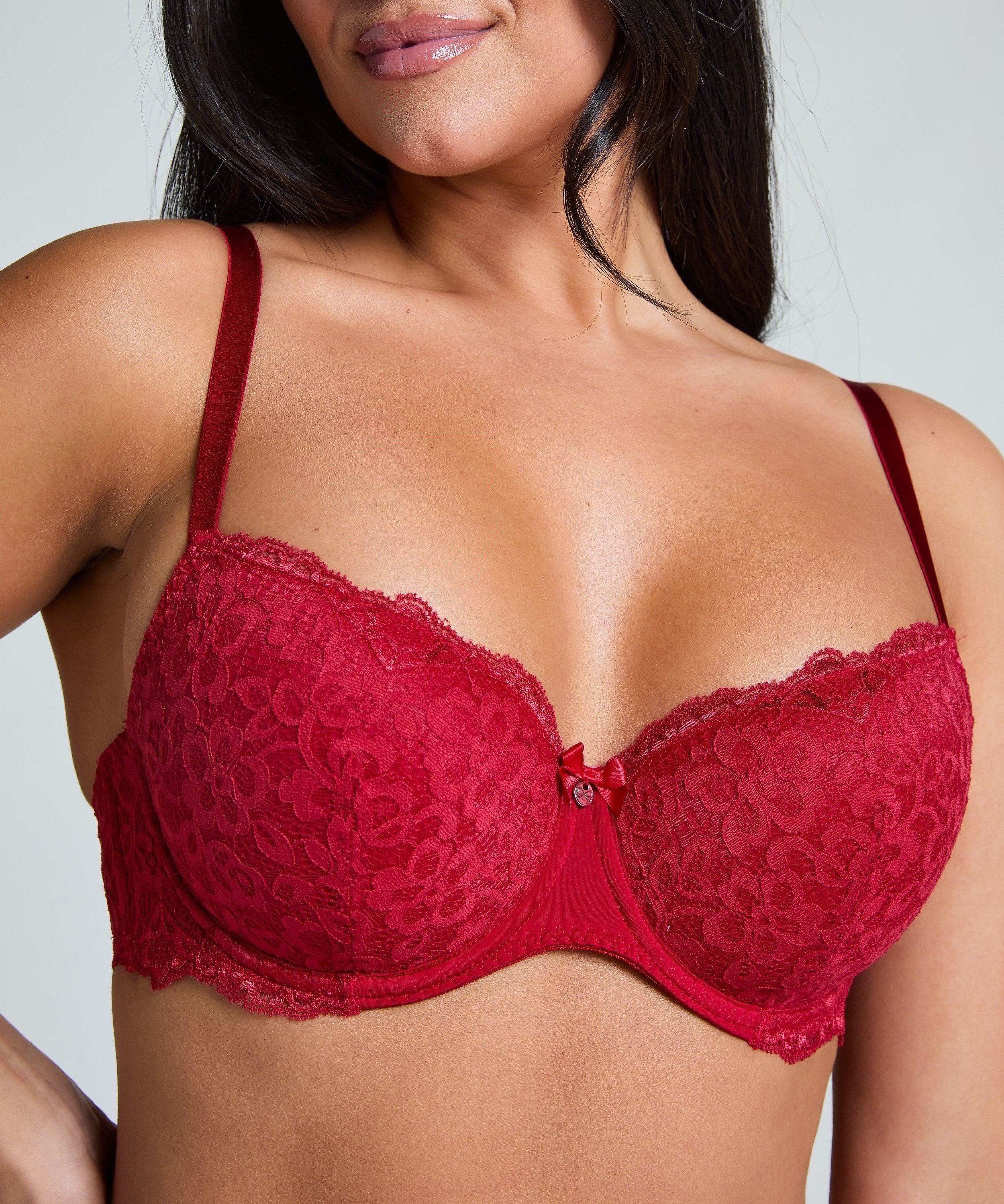 Marine Padded Underwired Bra, Red, main