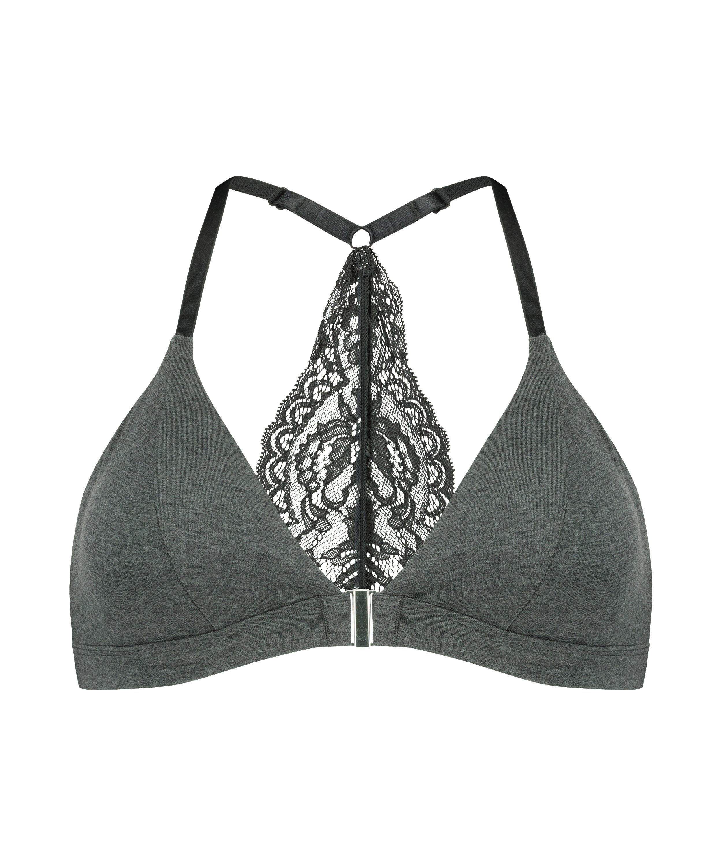 Chloe Cotton Padded Triangle Bralette, Gray, main