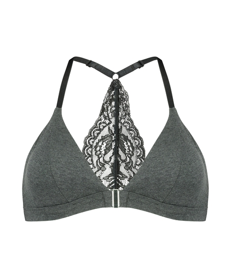 Chloe Cotton Padded Triangle Bralette, Gray