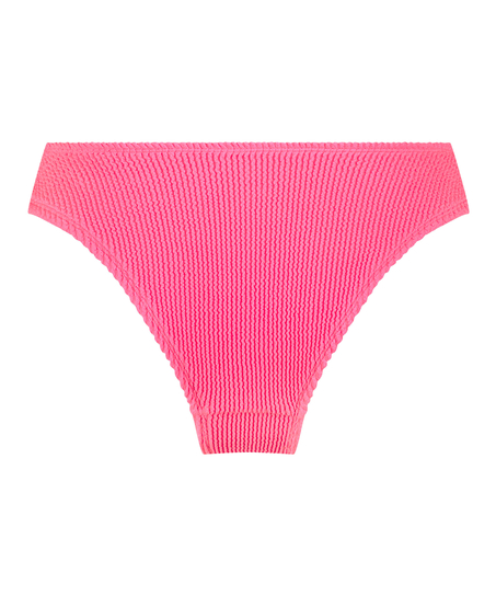 Crinkle High-Leg Bikini Bottoms, Pink