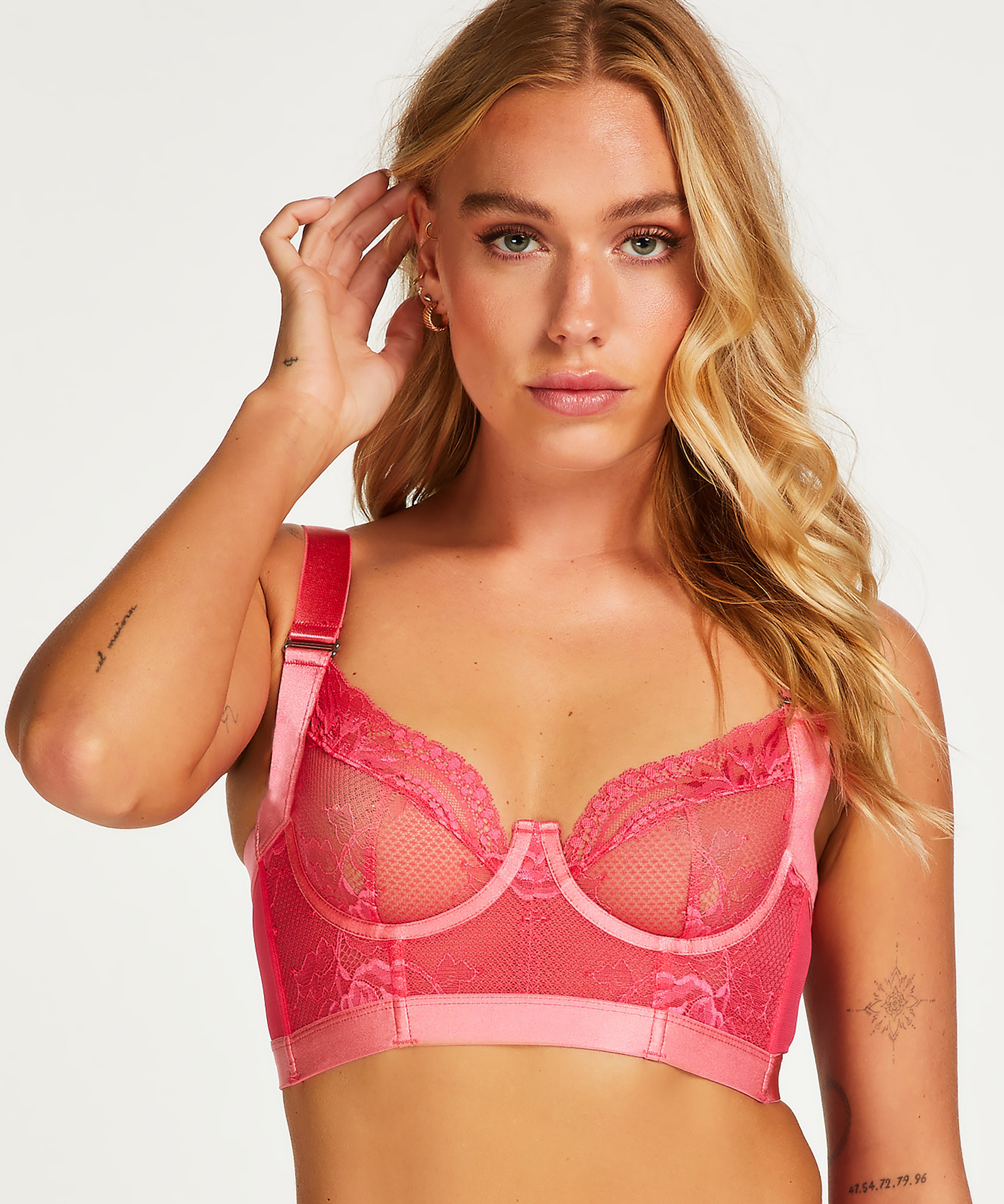 Hana Non-Padded Longline Underwired Bra, Pink, main