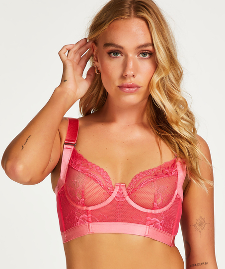 Hana Non-Padded Longline Underwired Bra, Pink
