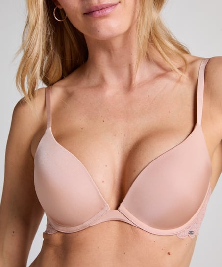 Angie Padded Underwired Push-Up Bra, Beige