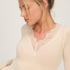 super soft Lace V-Neck shirt with Cashmere, White