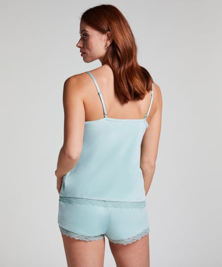 Velours Lace Cami Top, Green