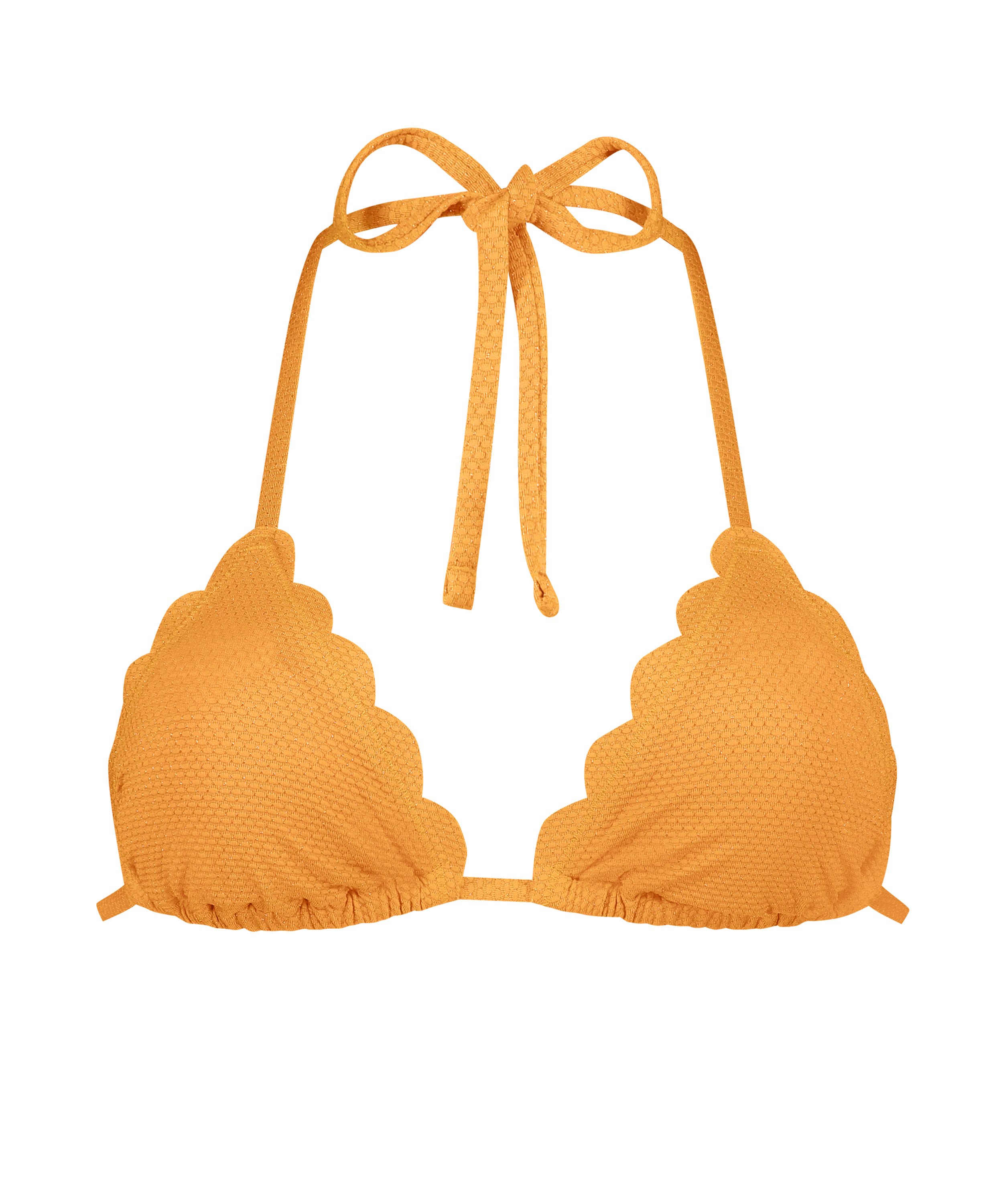 Scallop Lurex Triangle Bikini Top, Orange, main