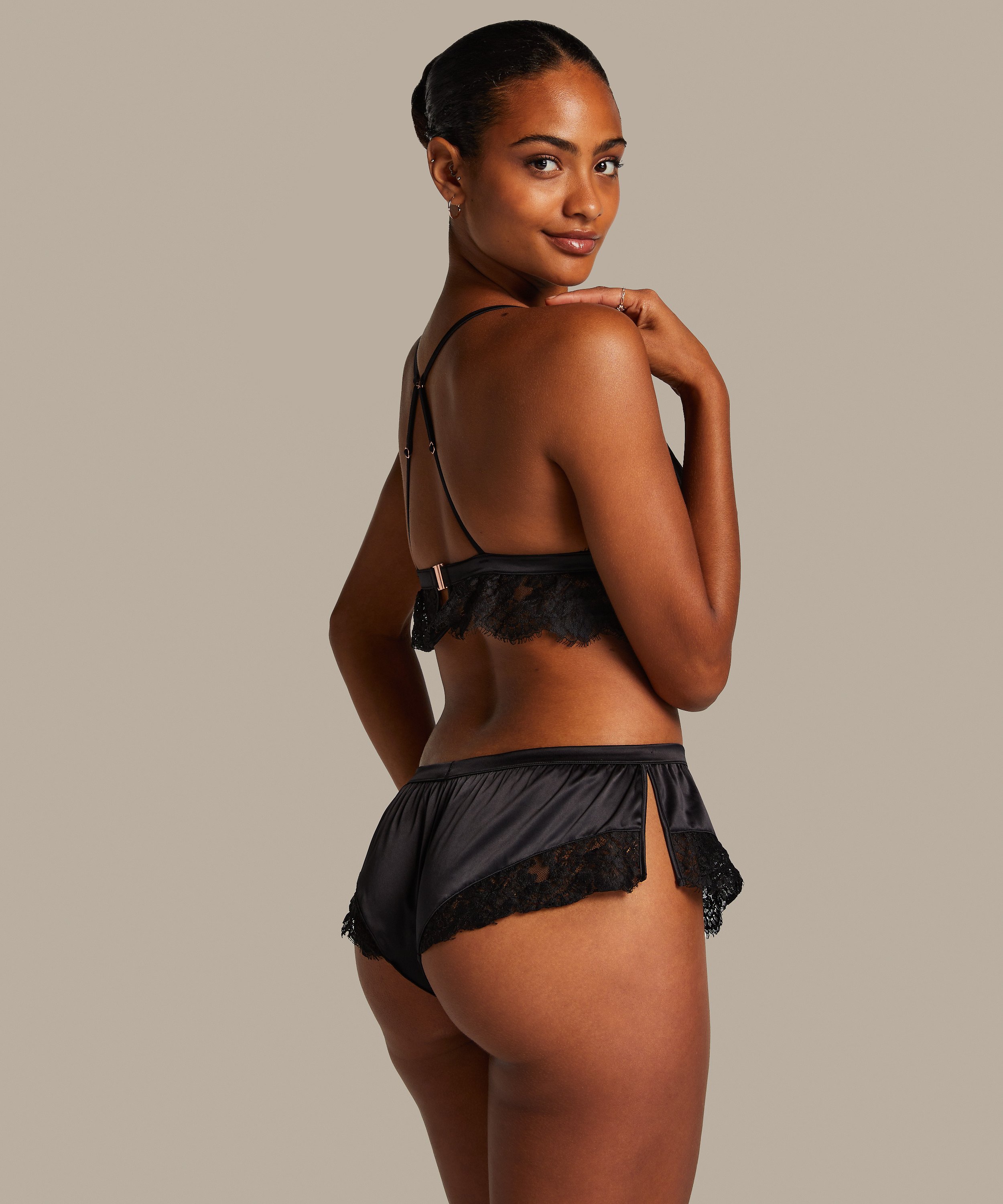 Valerie Lace French Knicker, Black, main