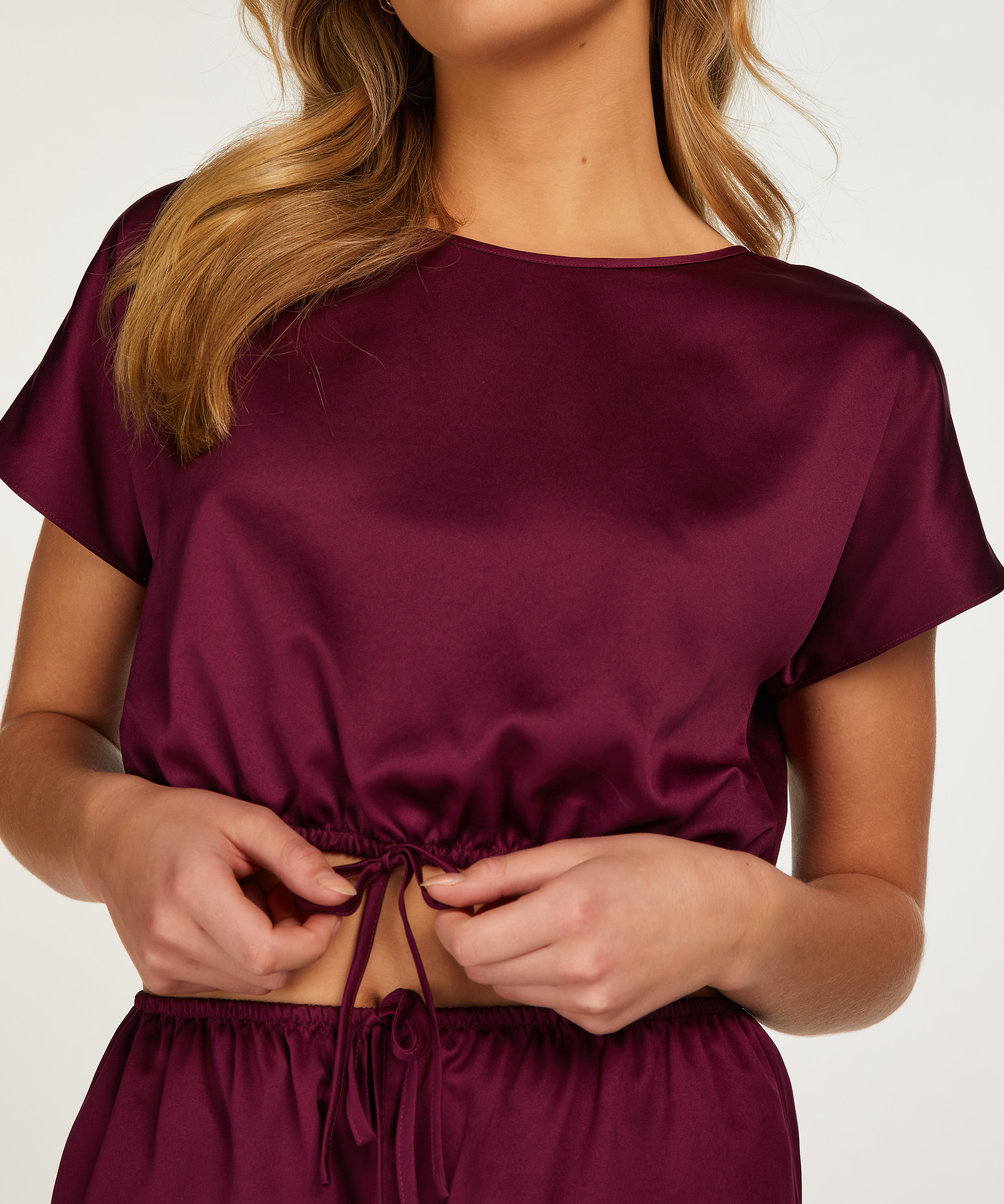 Cropped Top Satin, Purple, main