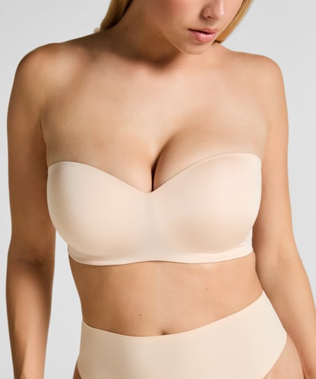 Smooth Padded Underwired Strapless Push-Up Bra, Beige