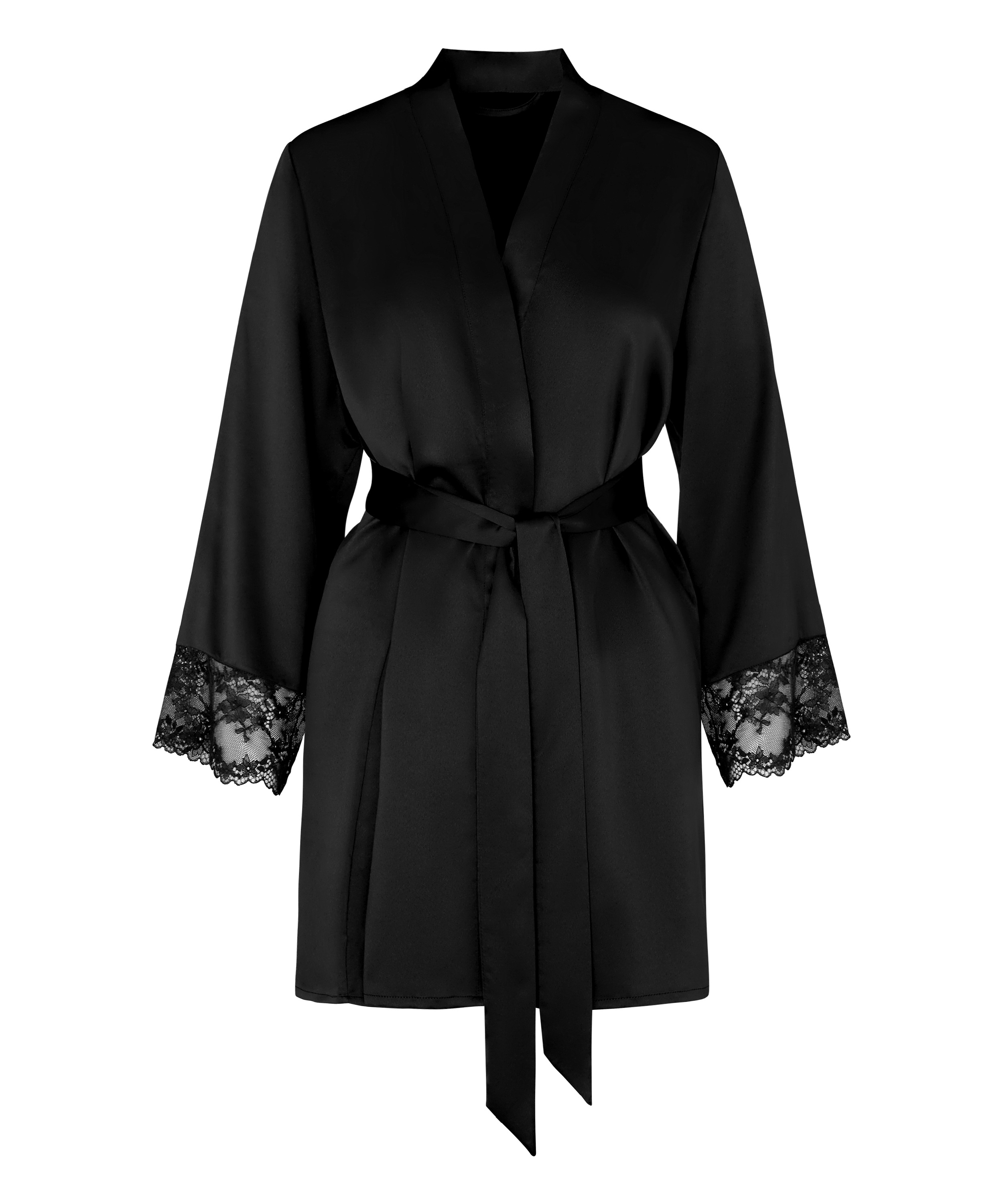 Satin Kimono, Black, main