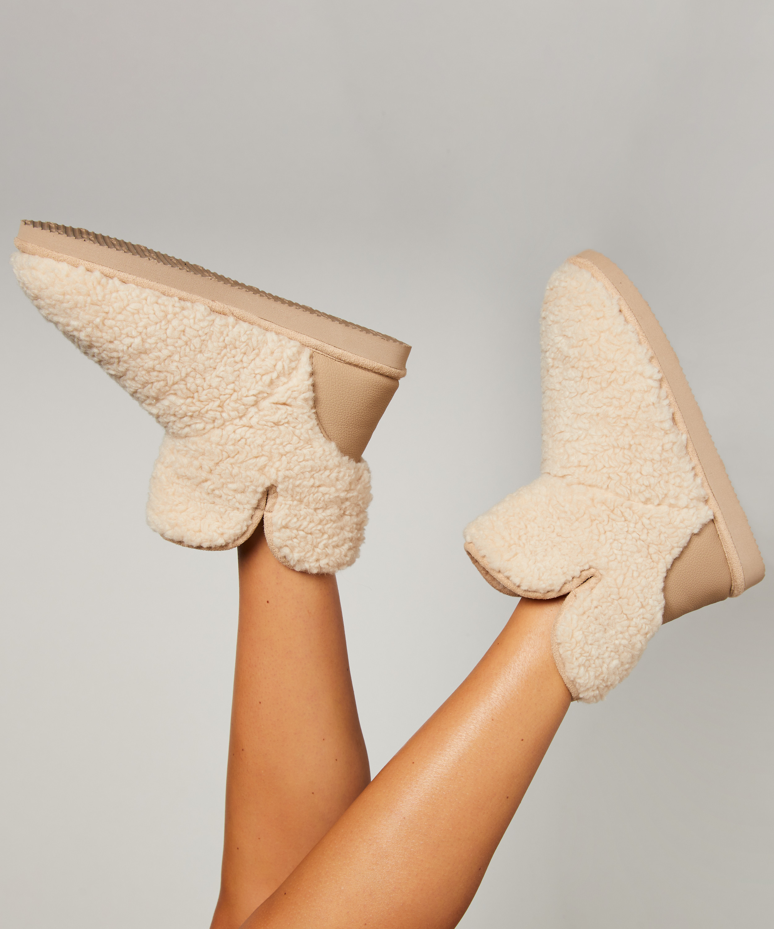 Teddy Slippers Boot, White, main