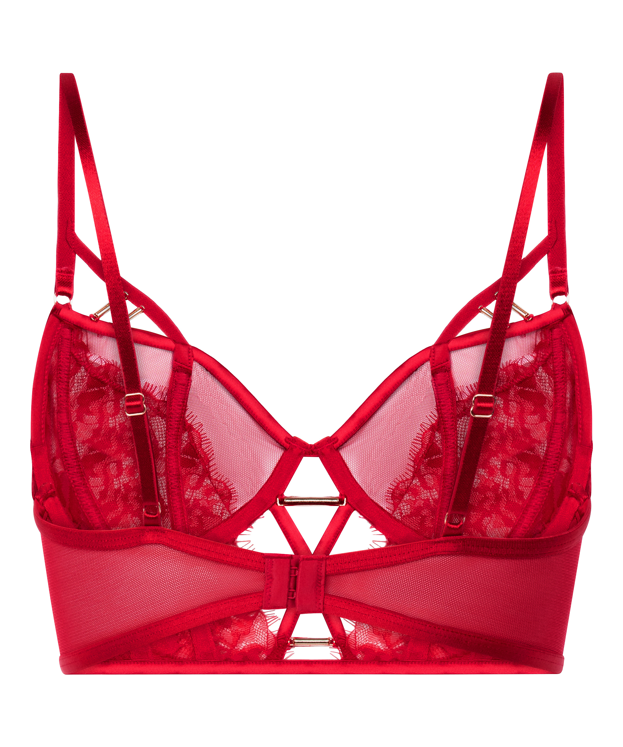 Noeki Non-Padded Longline Underwired Bra, Red, main