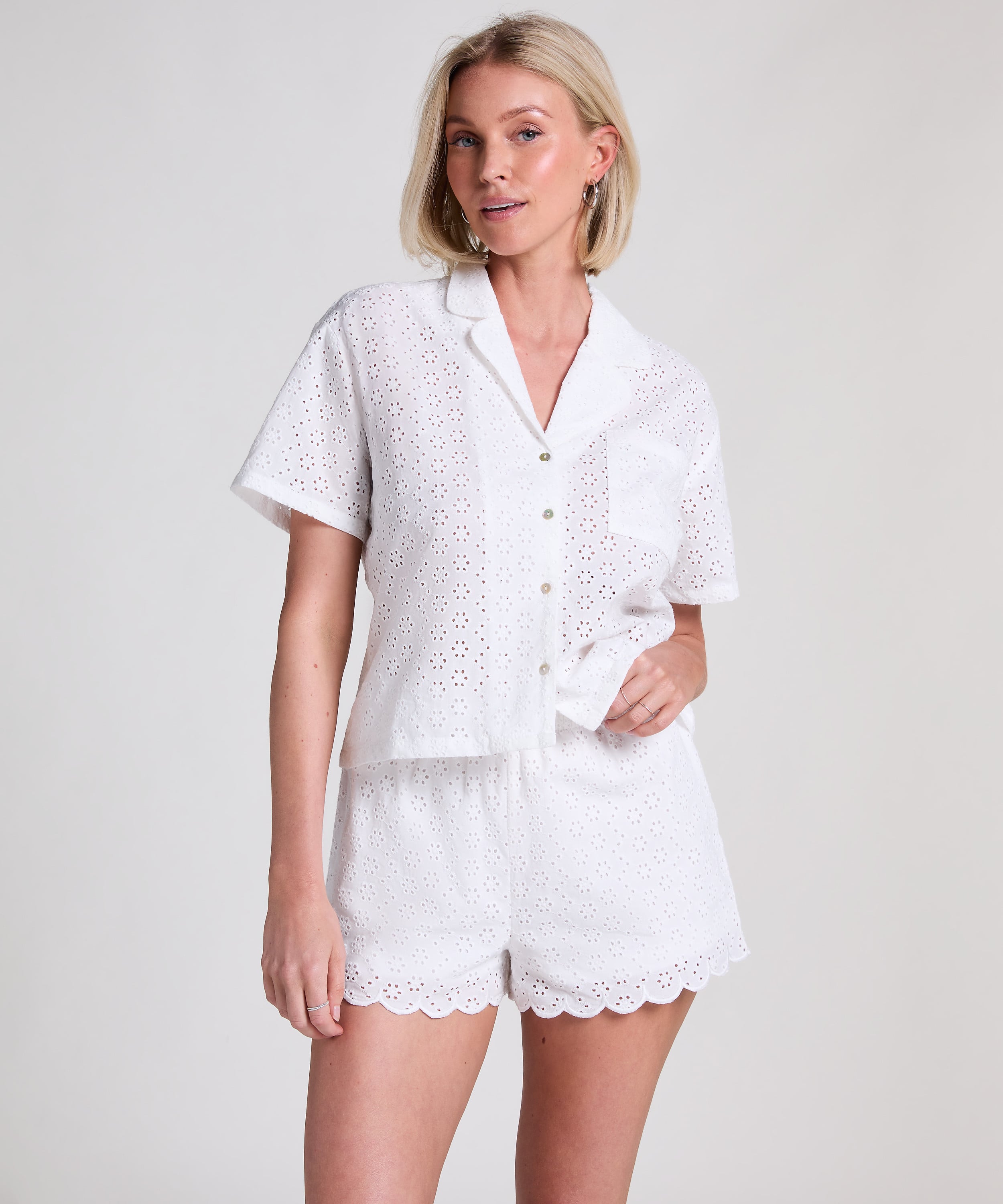 Short Broiderie Anglaise, White, main