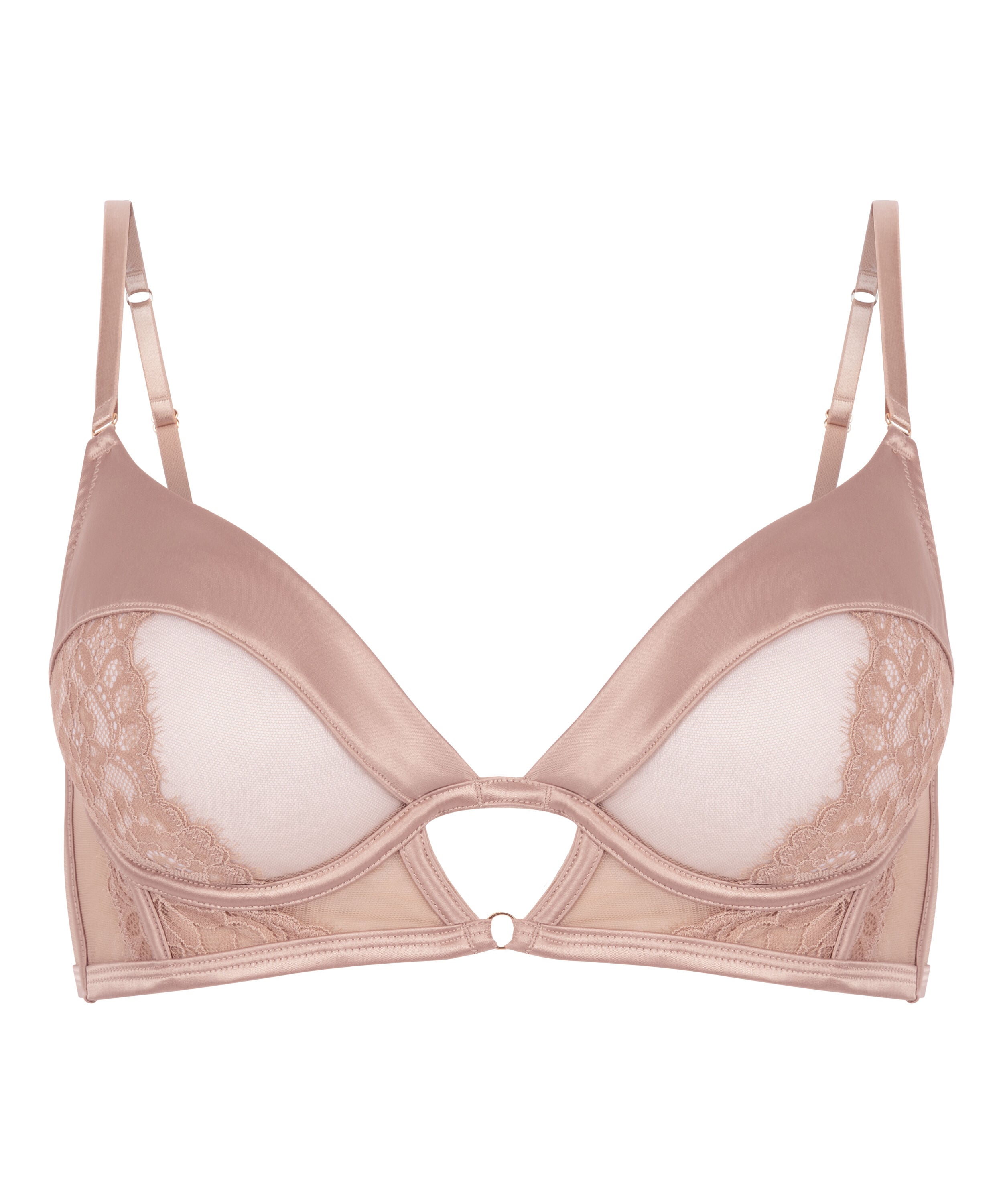Nisha Non-Padded Underwired Longline Bra, Beige