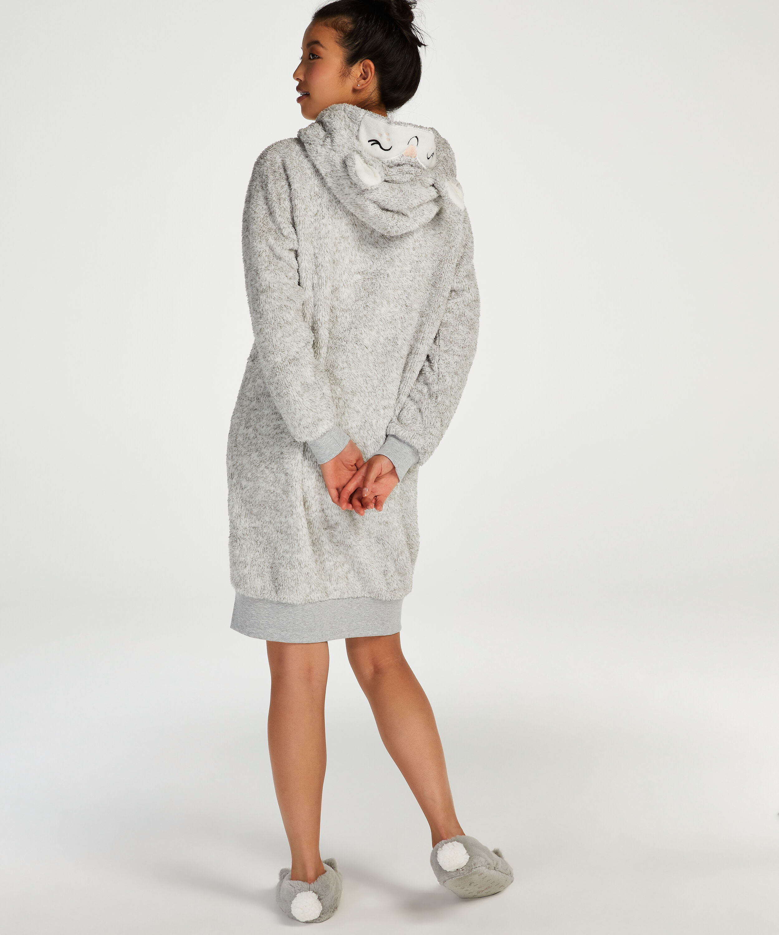 Fleece Bathrobe, Gray