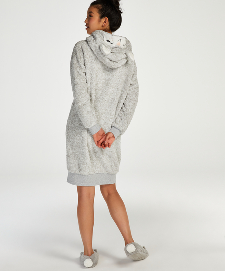 Fleece Bathrobe, Gray